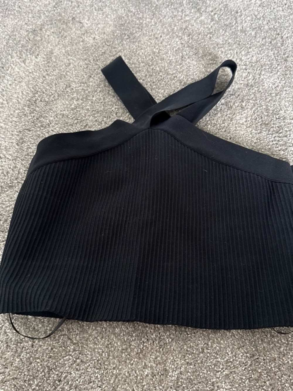 Sincerely Jules Black Ribbed Cross-Back Crop Camisole